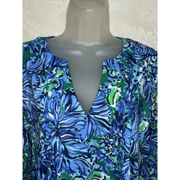 NWT Lilly Pulitzer Fairfax 3/4 Sleeve Abaco Blue Turtle Ave Dress Size M $118 - Picture 2 of 11